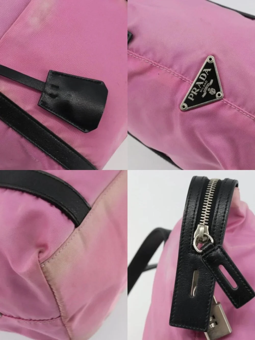PRADA Shoulder Bag Nylon Pink Silver Auth 176628